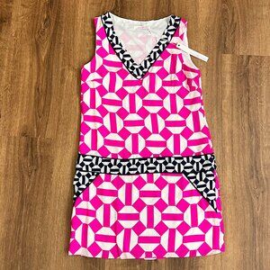 NEW Alice & Trixie Magenta Navy Graphic Mod Silk Dress Sz XS